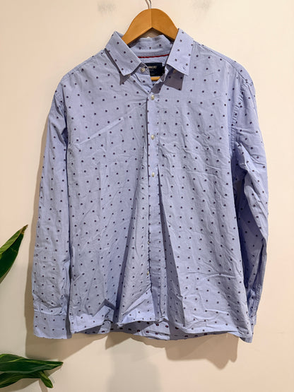 Barkers Tailored Light Blue Micro Print Button-up Shirt Size XL