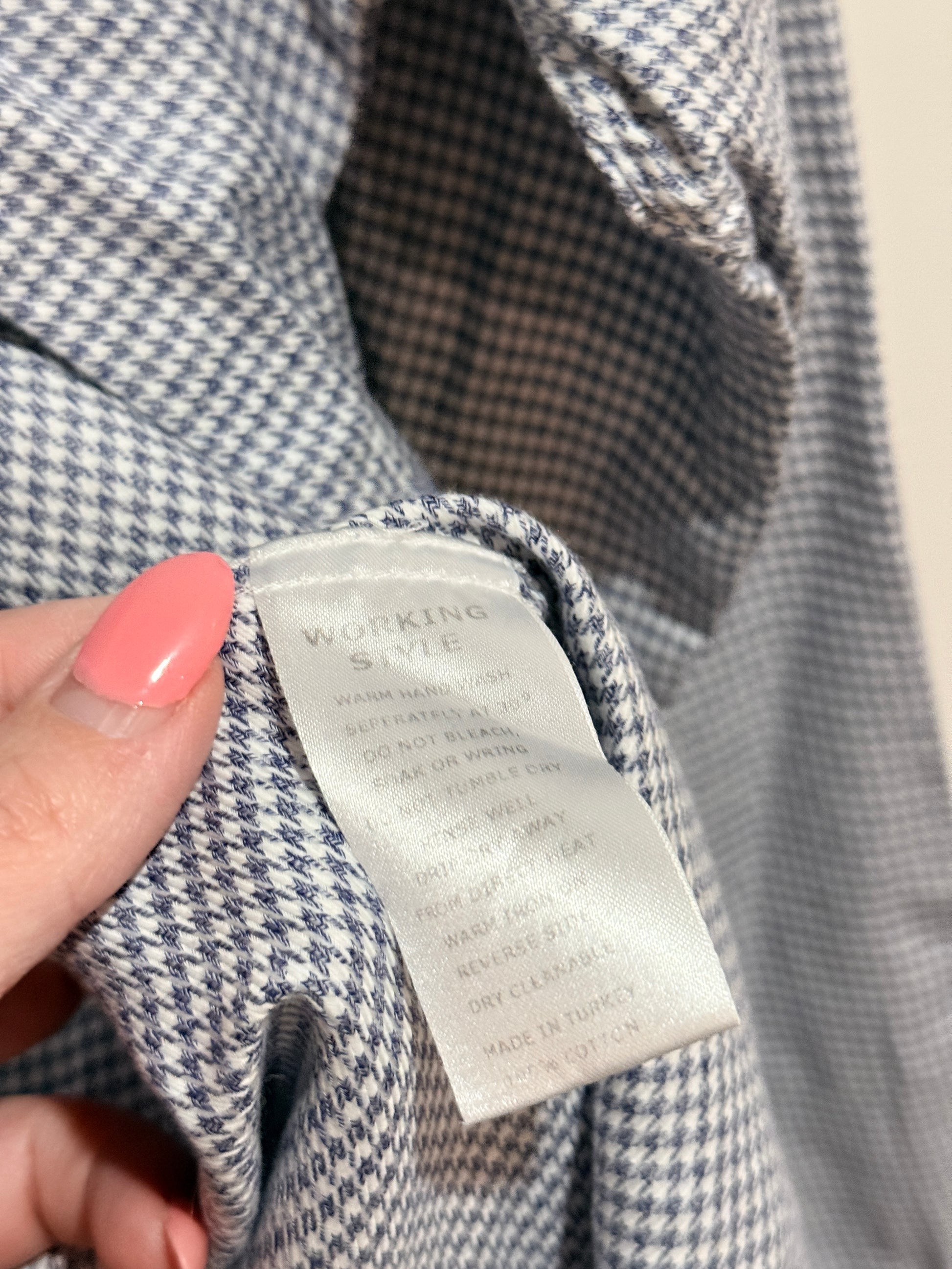 Working Style Blue & White Micro Check Button-up Shirt Size XL