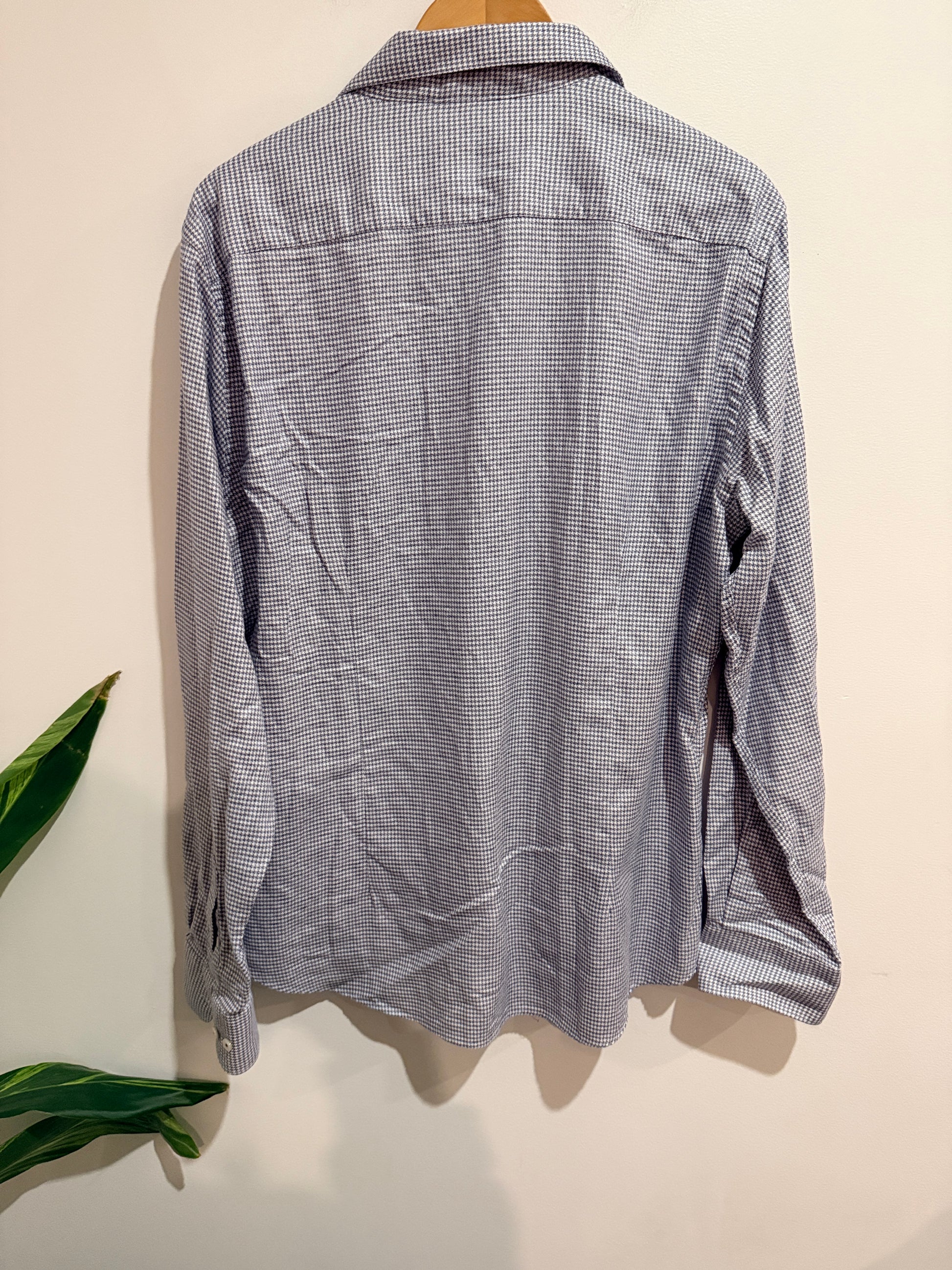 Working Style Blue & White Micro Check Button-up Shirt Size XL