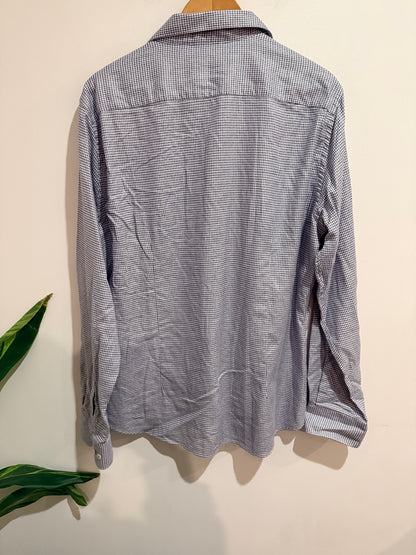 Working Style Blue & White Micro Check Button-up Shirt Size XL