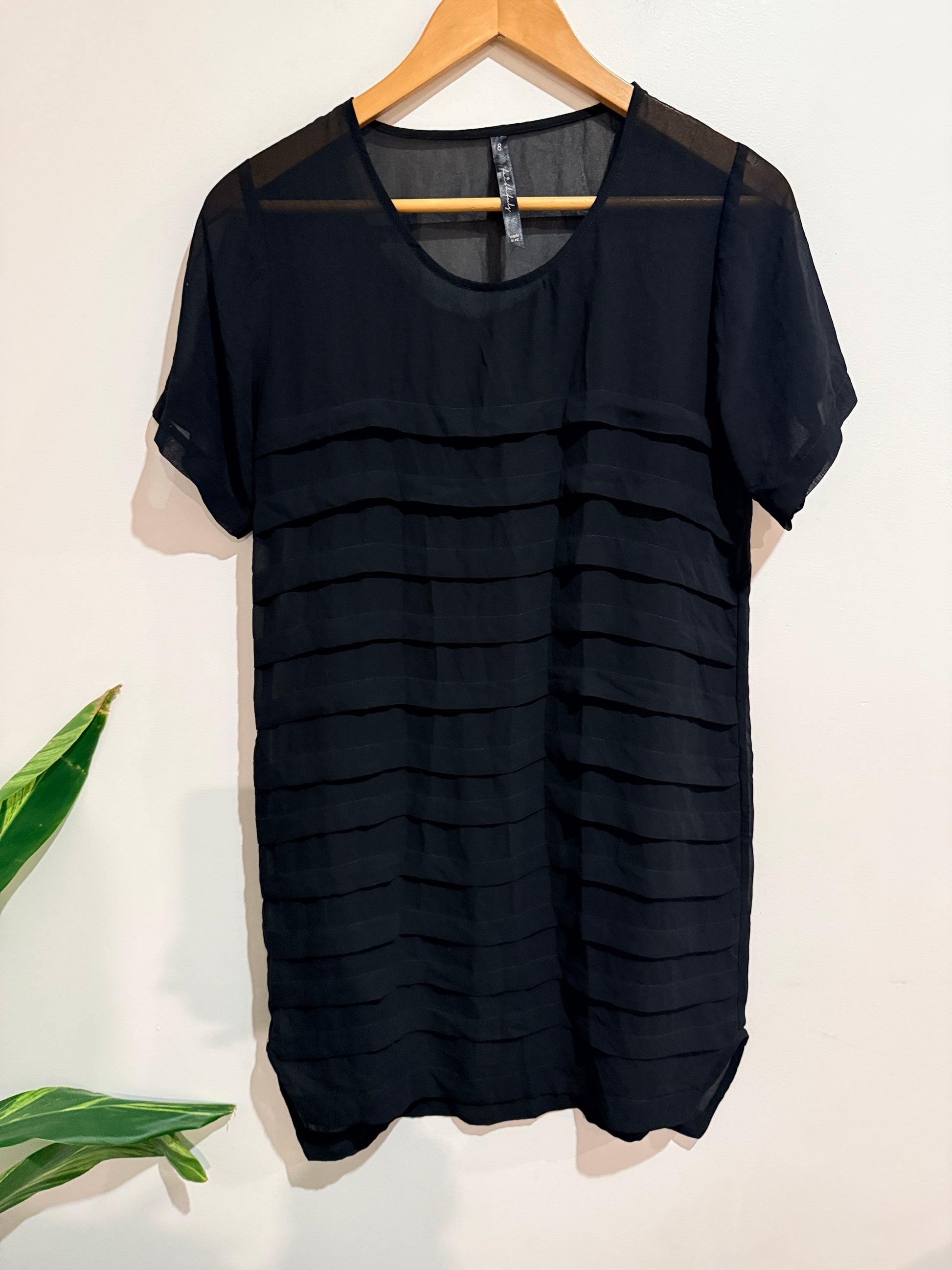Faithfully Layered Black Sheer Top Size 8