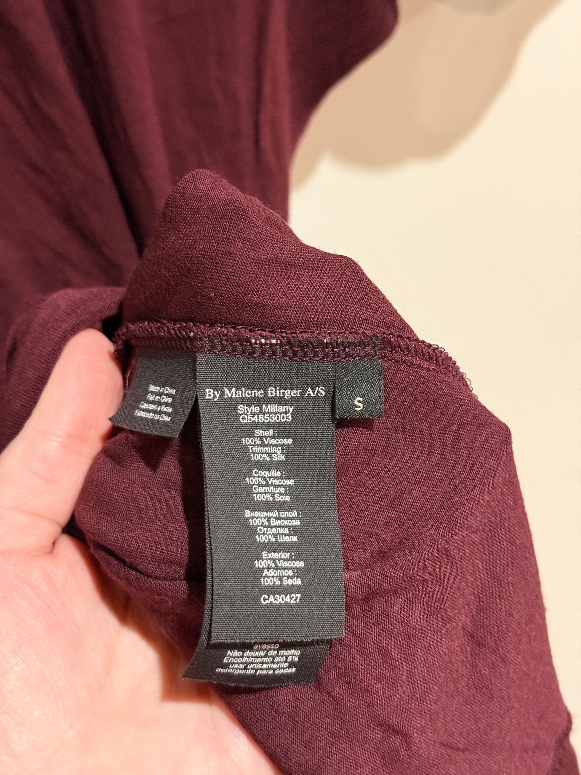 By Malene Birger Millany V-neck Top Plum Size S