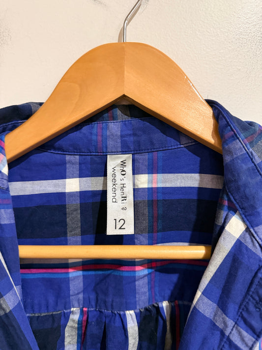 Who's Henri? Weekend Plaid Shirt Dress Blue Size 12