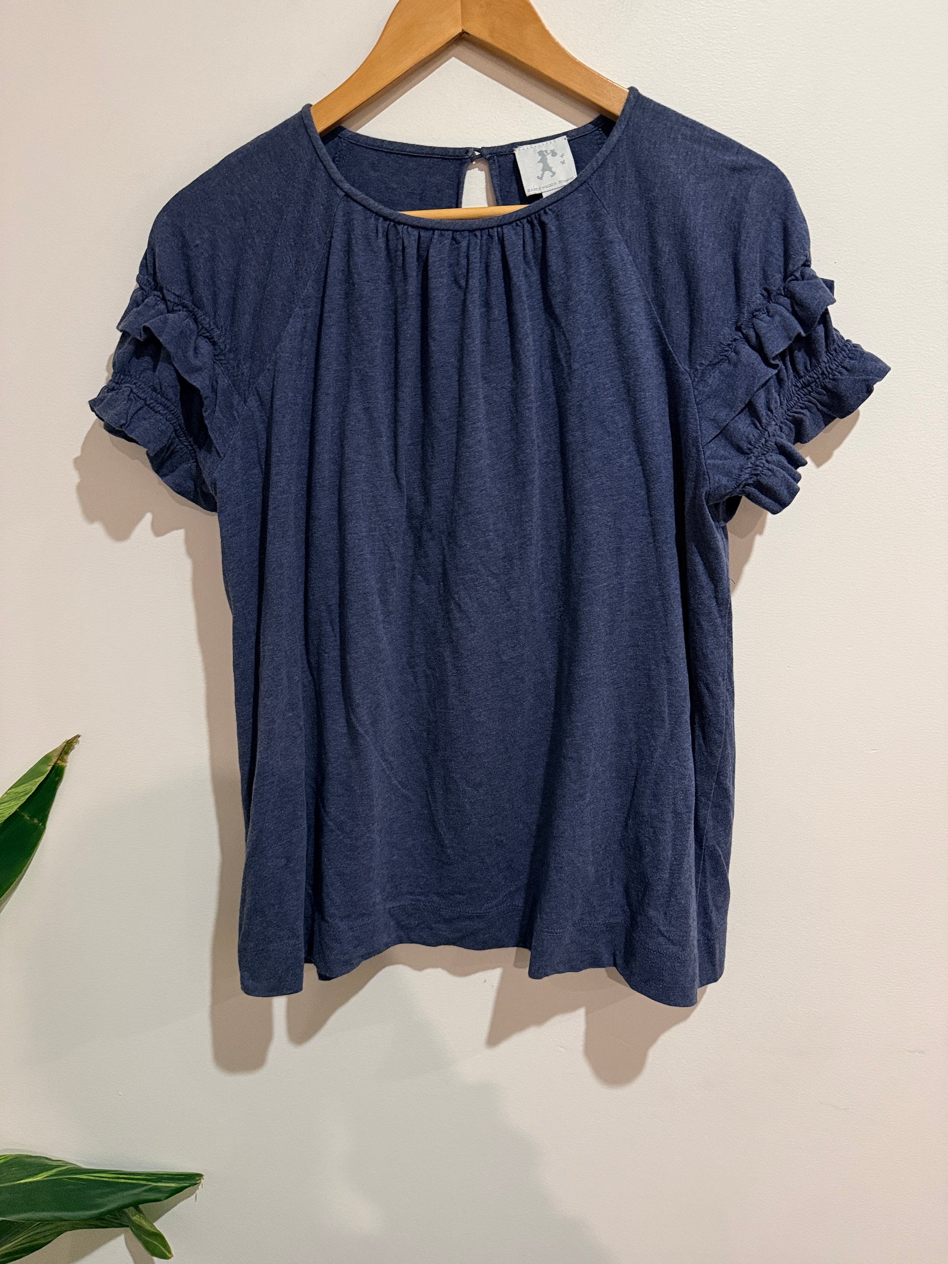 Karen Walker Runway Ruffle Sleeve Top U/Arm To U/Arm 48cm Size UK 12