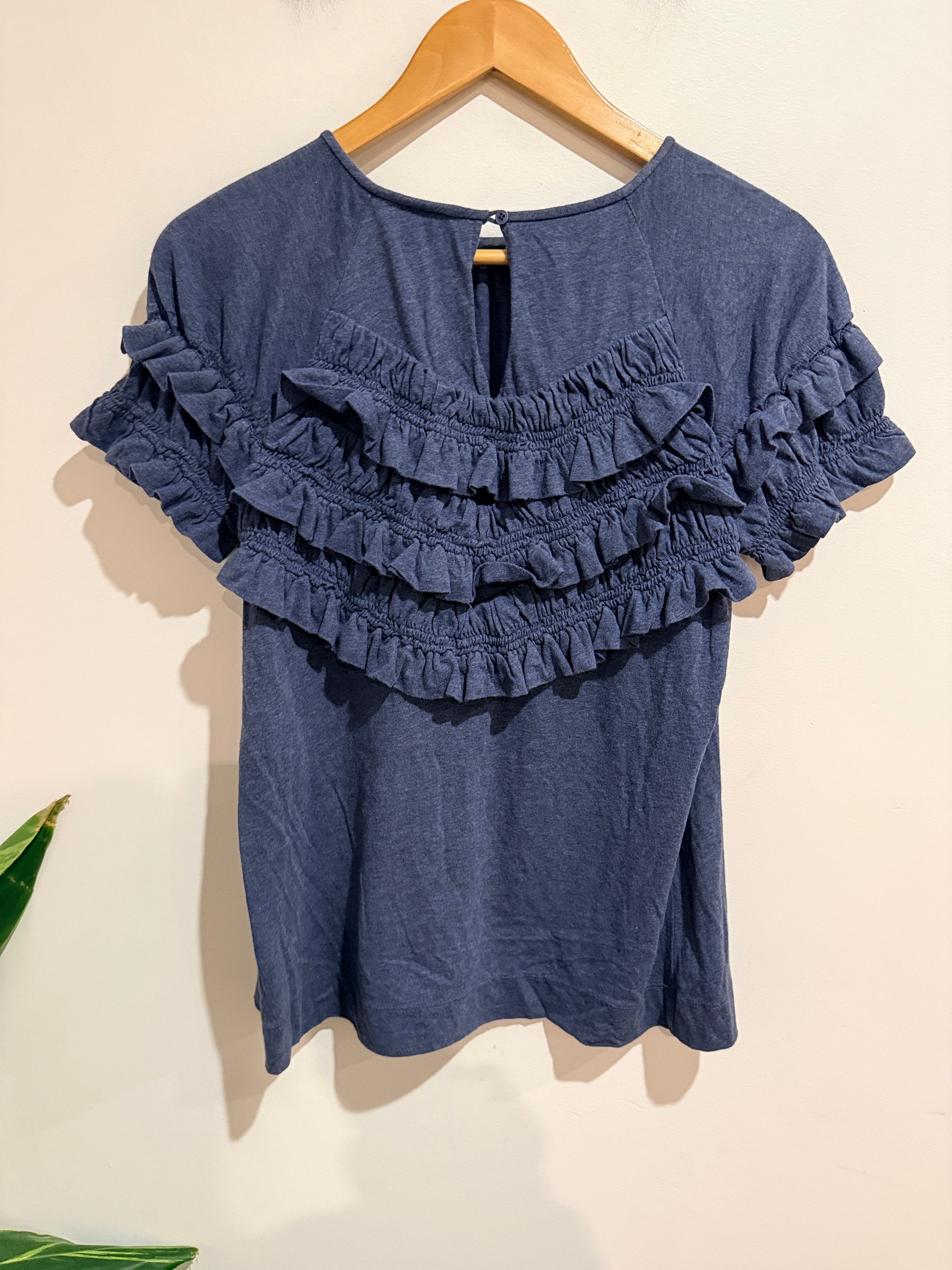 Karen Walker Runway Ruffle Sleeve Top U/Arm To U/Arm 48cm Size UK 12