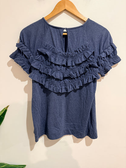 Karen Walker Runway Ruffle Sleeve Top U/Arm To U/Arm 48cm Size UK 12