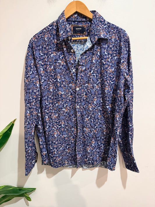 Barkers Barkers Long Sleeve Shirt Blue & Orange Paisley Size XL