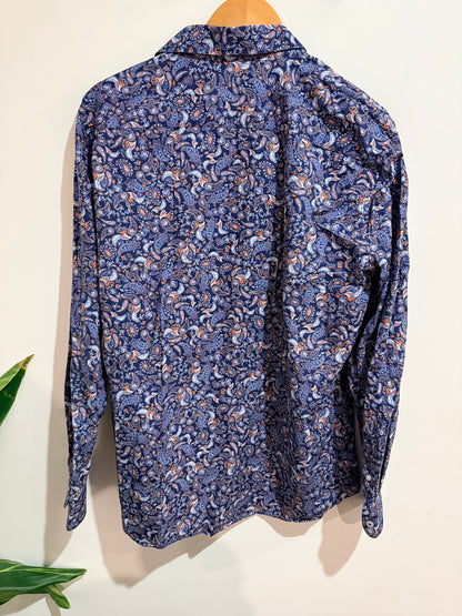 Barkers Barkers Long Sleeve Shirt Blue & Orange Paisley Size XL
