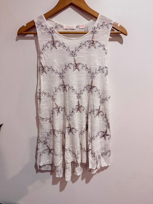 Sass & Bide Palais Grande Tank Top White Star Print Size Small (S)
