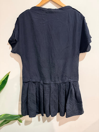 Brand Unknown Short Sleeve Silk Top Navy Size USA 6
