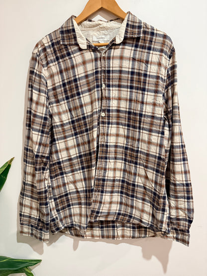 Country Road Long Sleeve Plaid Shirt Brown & Navy Size Large (L)