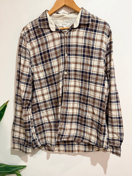 Country Road Long Sleeve Plaid Shirt Brown & Navy Size Large (L)