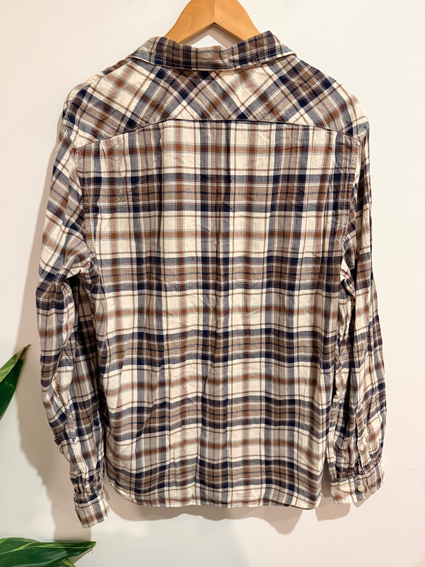 Country Road Long Sleeve Plaid Shirt Brown & Navy Size Large (L)
