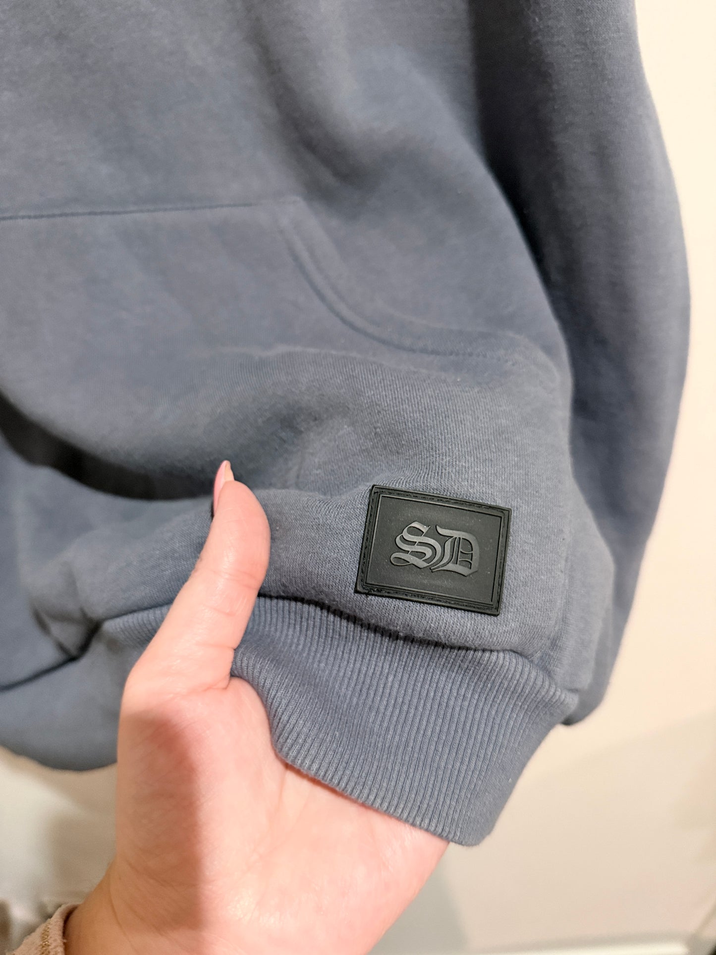 Supply & Demand Script Logo Grey Pullover Hoodie Size UK 14