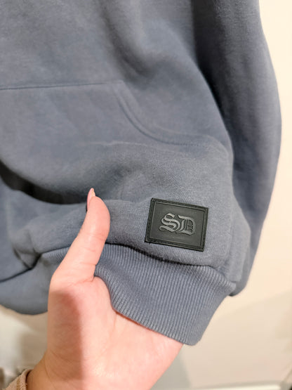 Supply & Demand Script Logo Grey Pullover Hoodie Size UK 14