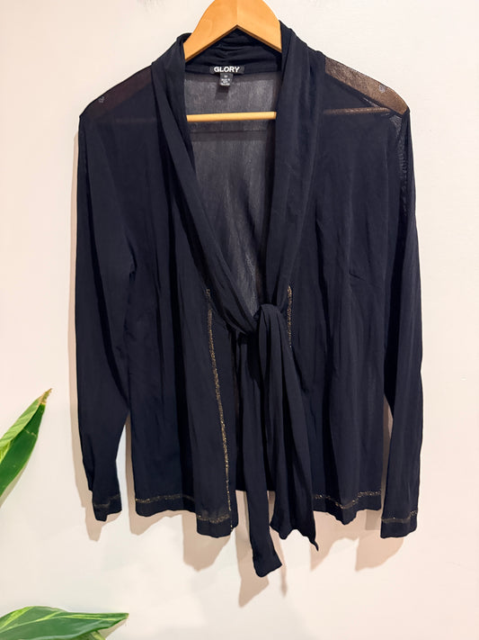 Glory Black Tie Front Sheer Cardigan Size Medium (M)