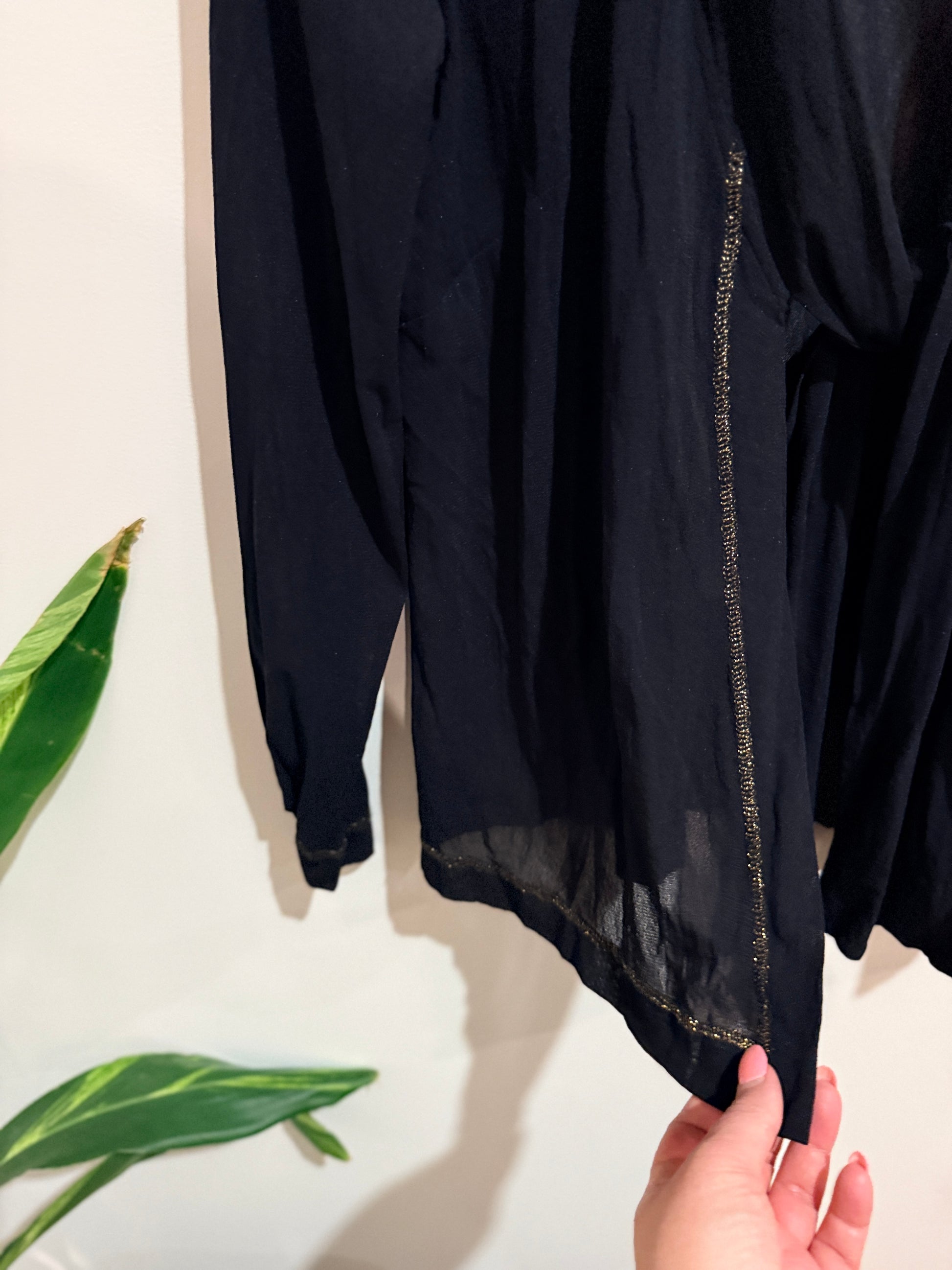 Glory Black Tie Front Sheer Cardigan Size Medium (M)