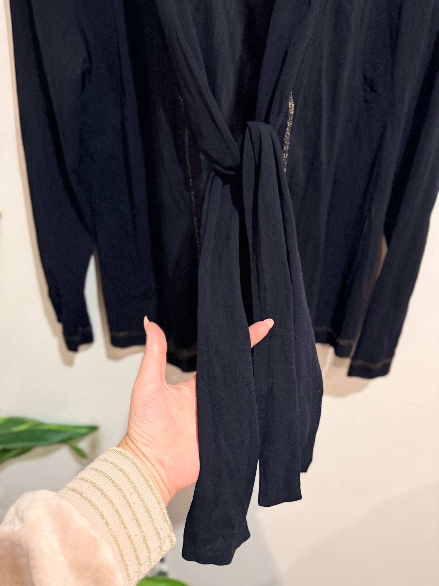 Glory Black Tie Front Sheer Cardigan Size Medium (M)