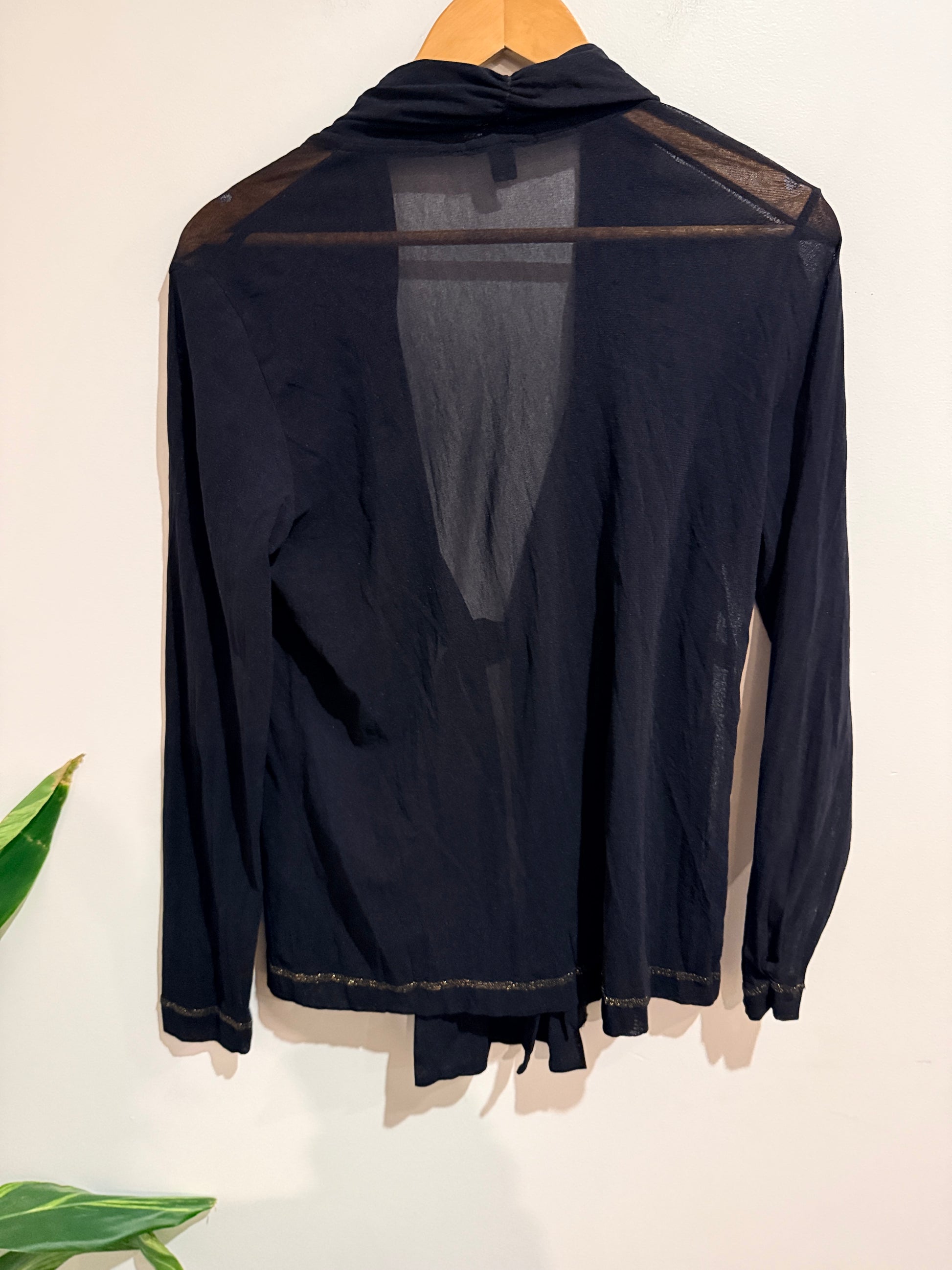 Glory Black Tie Front Sheer Cardigan Size Medium (M)