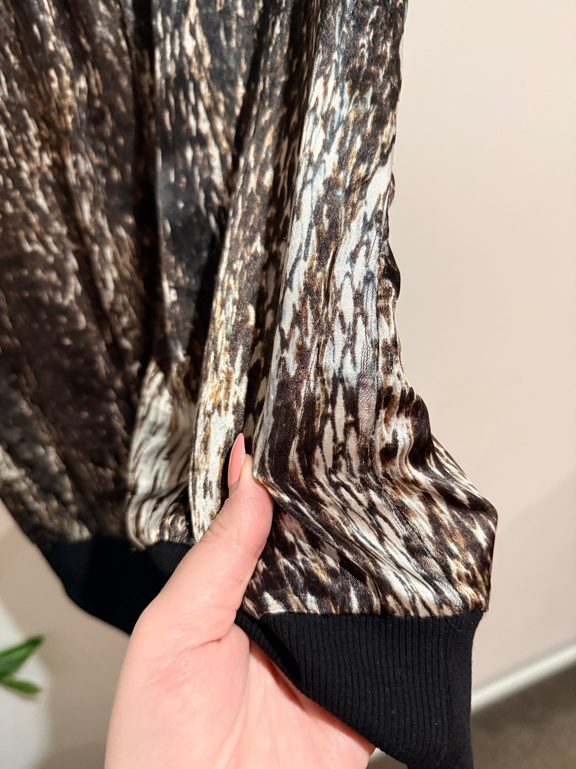 Storm Abstract Print Silk Top Size 14
