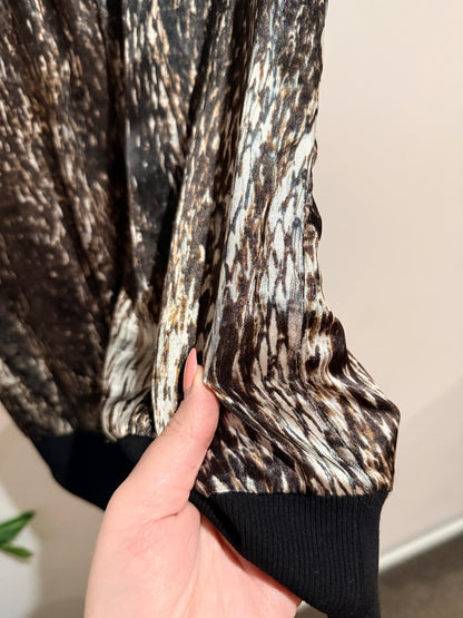 Storm Abstract Print Silk Top Size 14