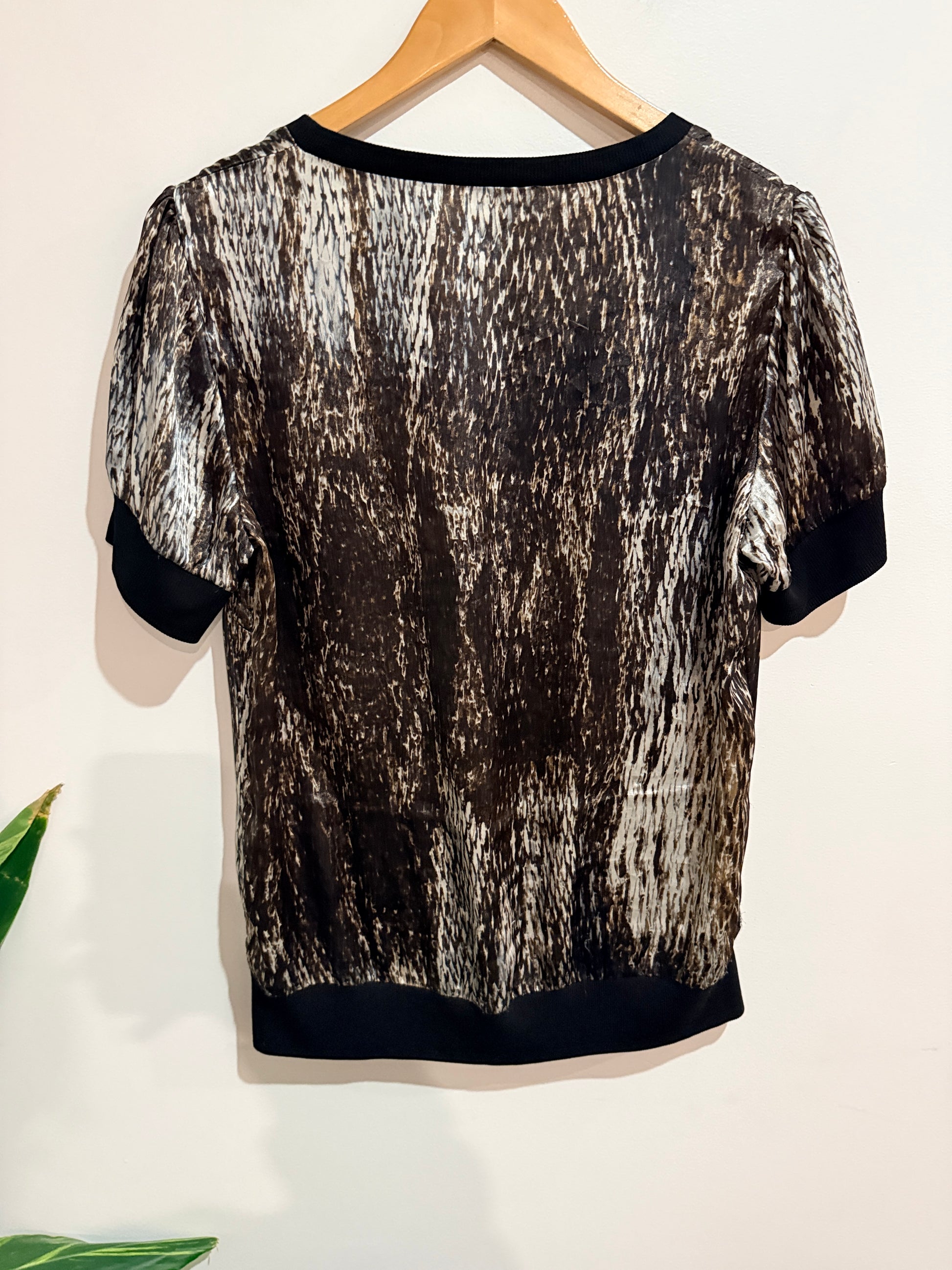 Storm Abstract Print Silk Top Size 14