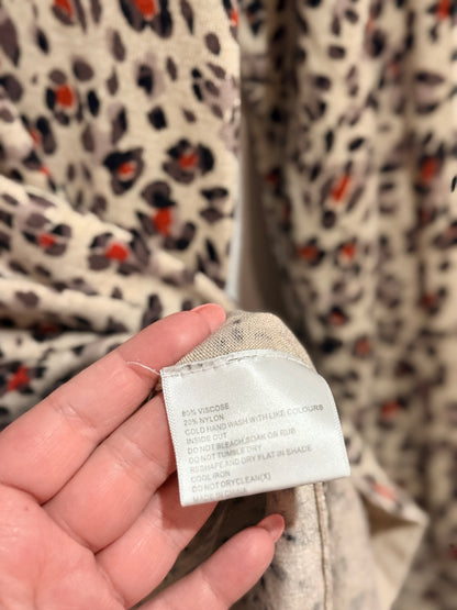 Black Pepper Beige Animal Print Knit Top Size Medium (M)