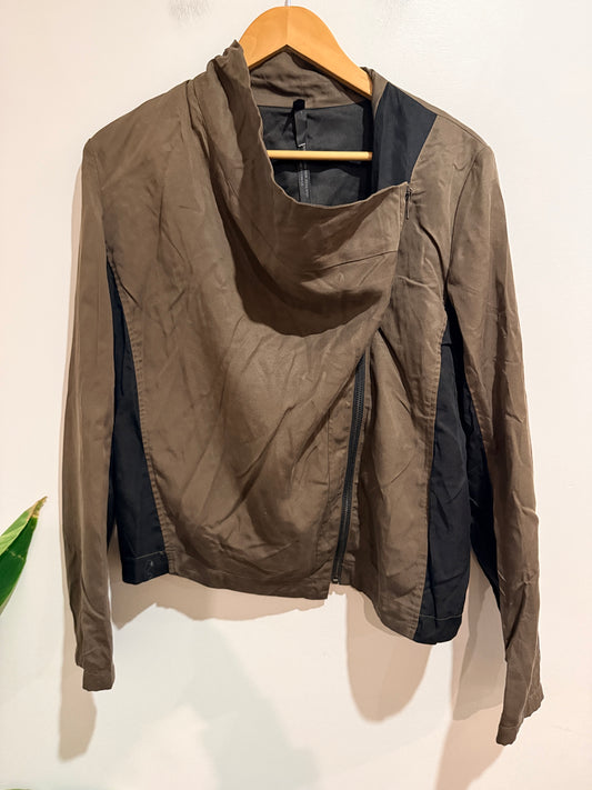 Brand Unknown Asymmetrical Zip Jacket - Olive Brown Size 14