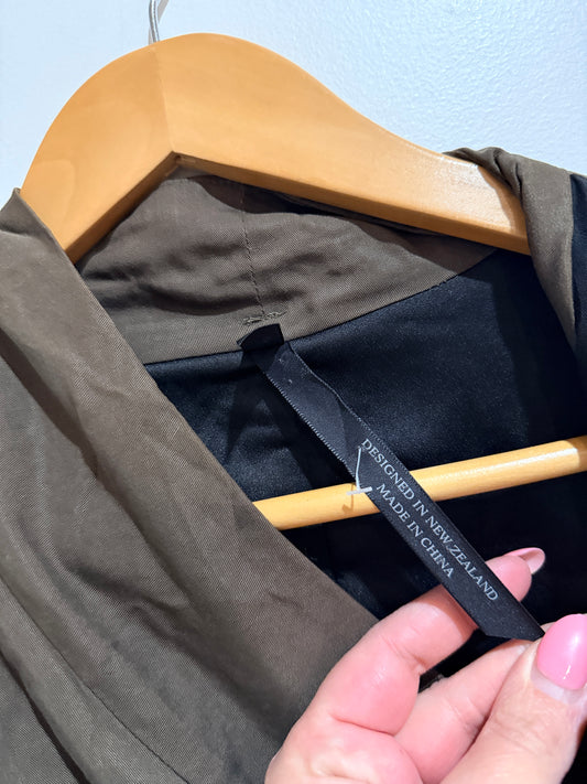 Brand Unknown Asymmetrical Zip Jacket - Olive Brown Size 14