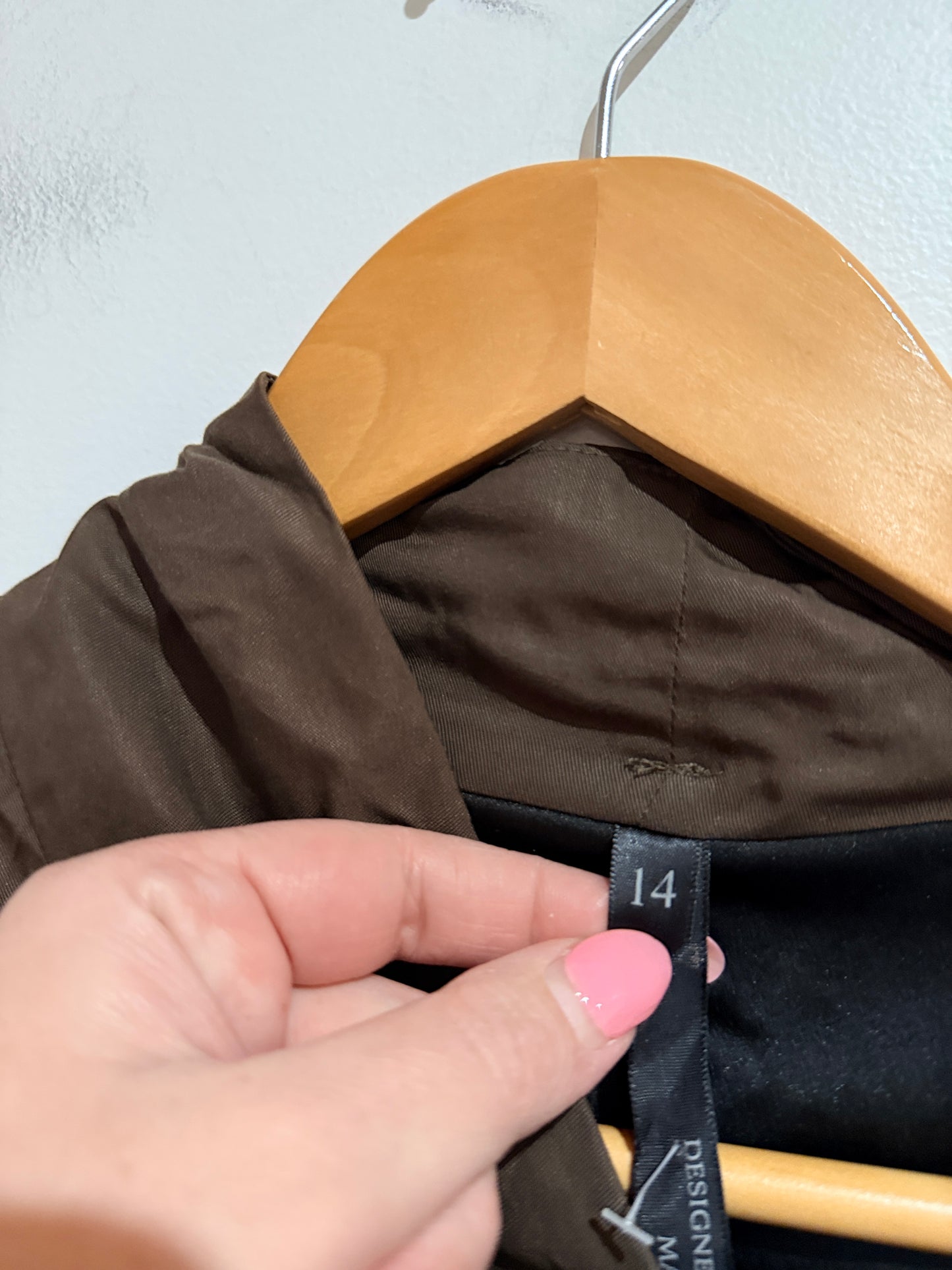 Brand Unknown Asymmetrical Zip Jacket - Olive Brown Size 14