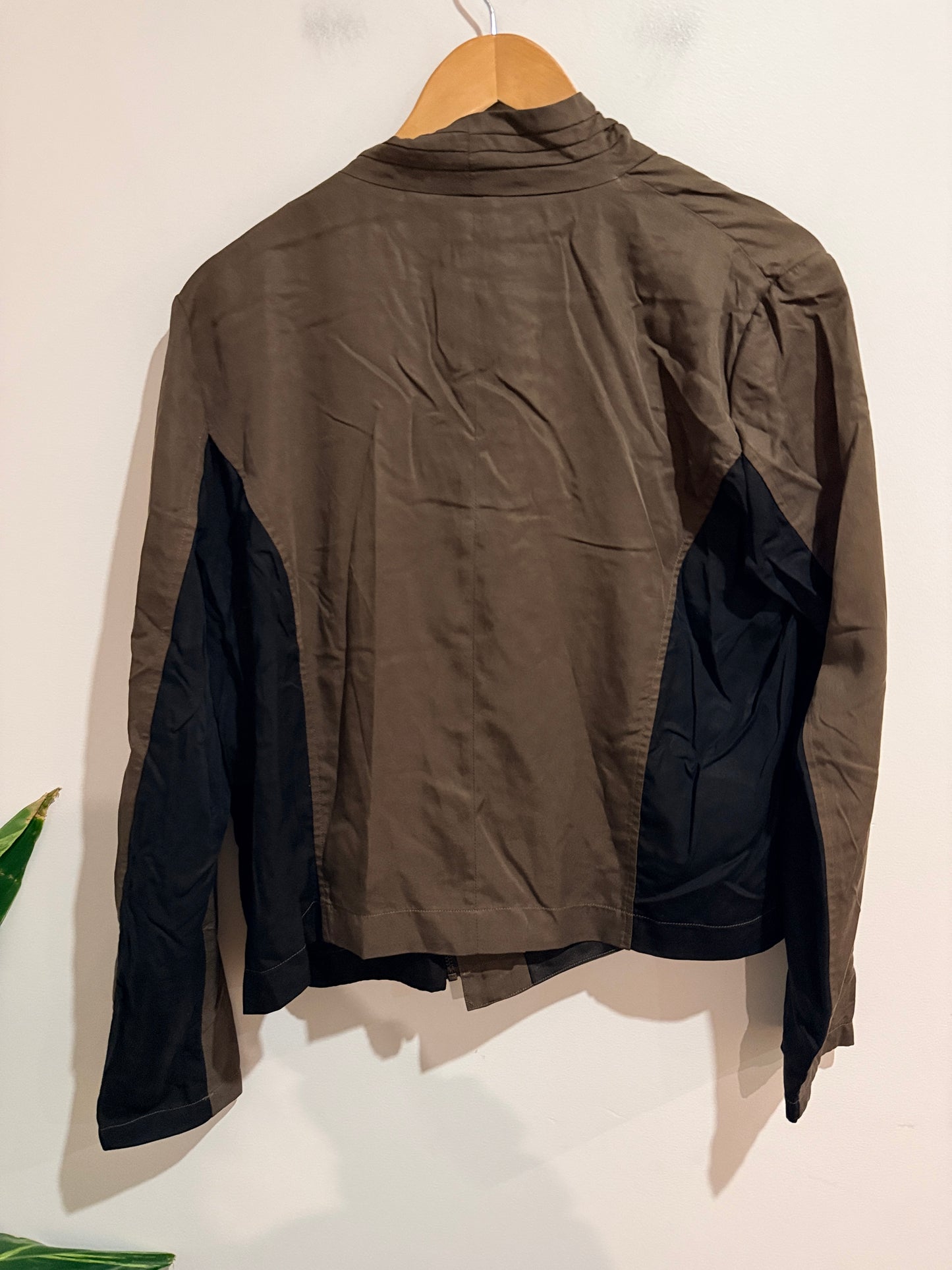 Brand Unknown Asymmetrical Zip Jacket - Olive Brown Size 14