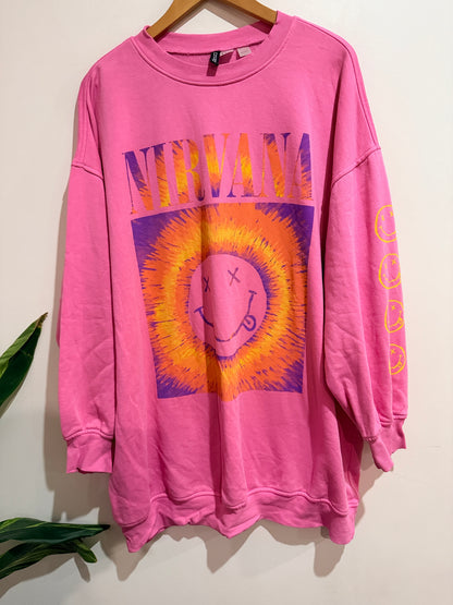 Divided Nirvana Graphic Oversized Sweatshirt - Pink Size S