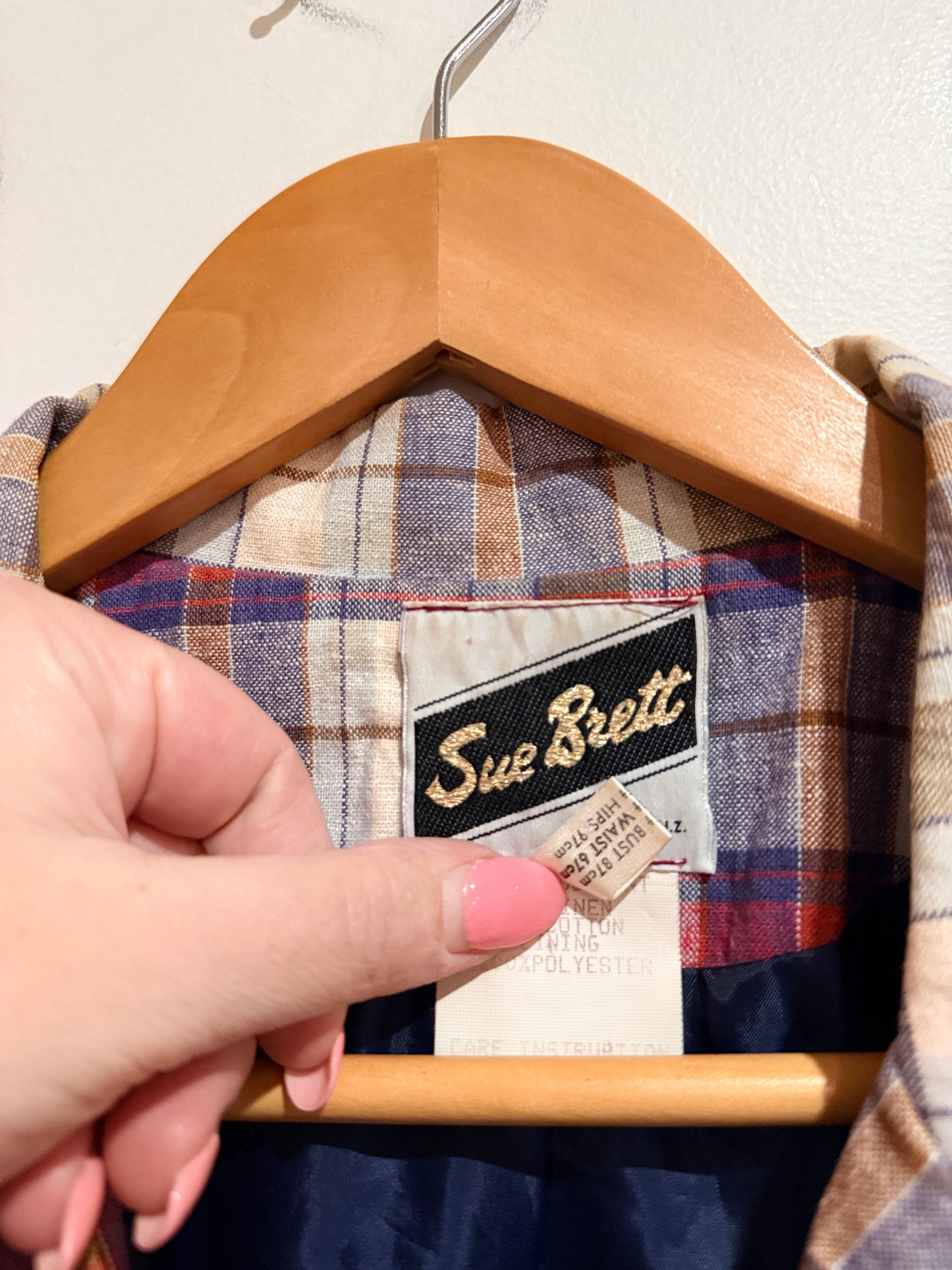 Sue Brett Plaid Blazer Jacket - Multicolor Check Size 12