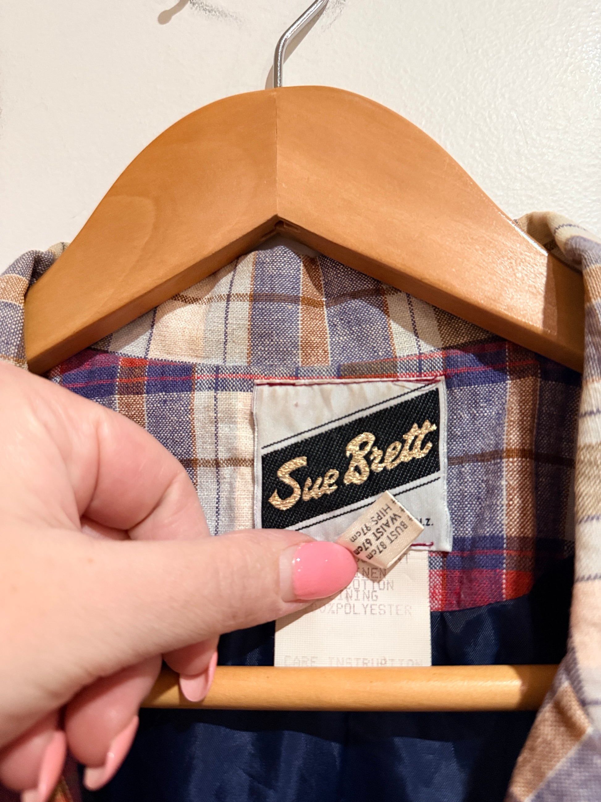 Sue Brett Plaid Blazer Jacket - Multicolor Check Size 12