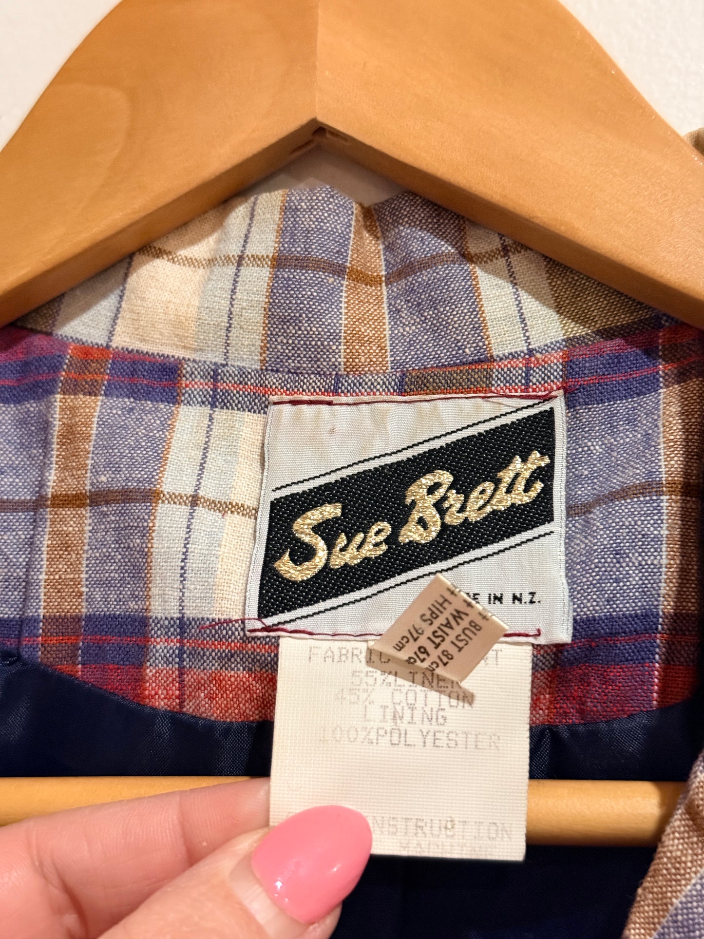 Sue Brett Plaid Blazer Jacket - Multicolor Check Size 12