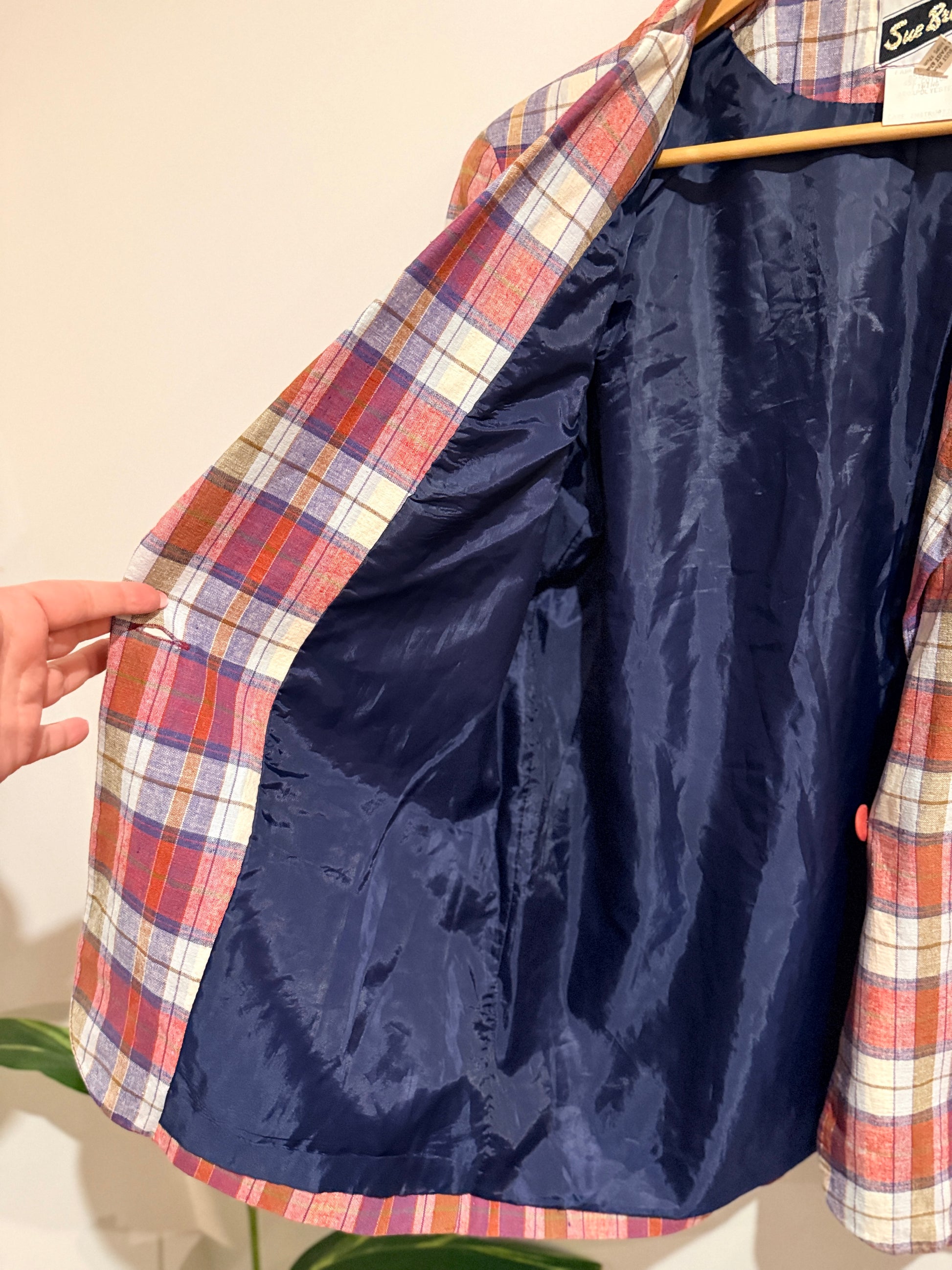 Sue Brett Plaid Blazer Jacket - Multicolor Check Size 12
