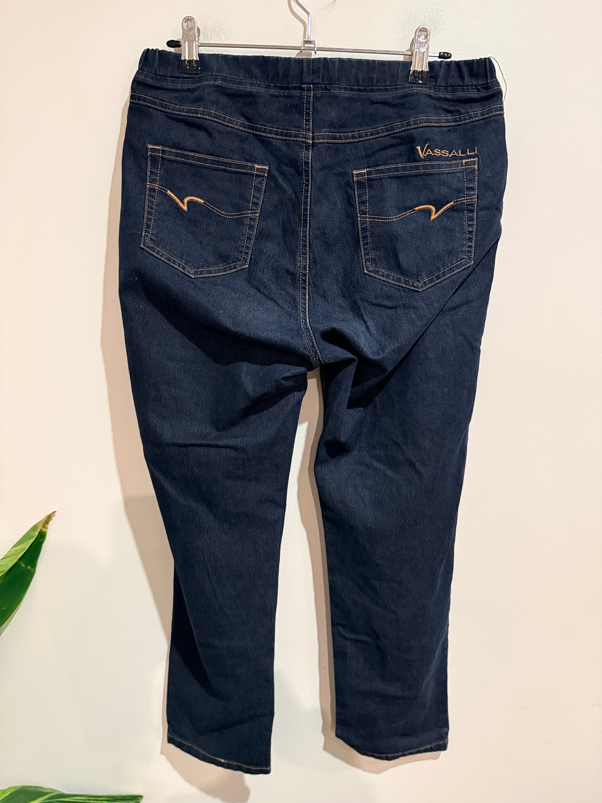 Vassalli Pull-on Stretch Jeans - Dark Wash Size 10