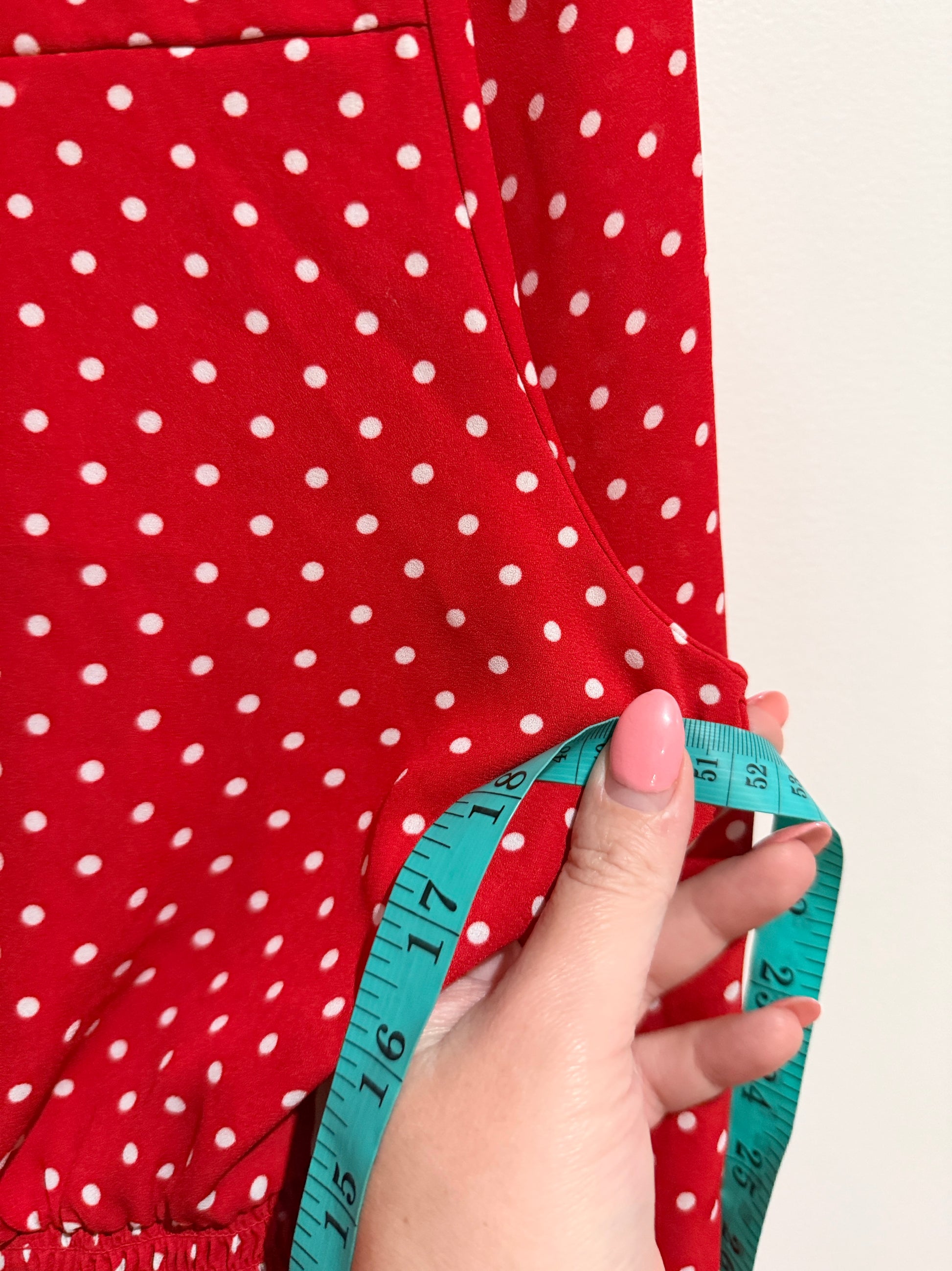 Haute Monde Ruffle Polka Dot Blouse - Red Size M