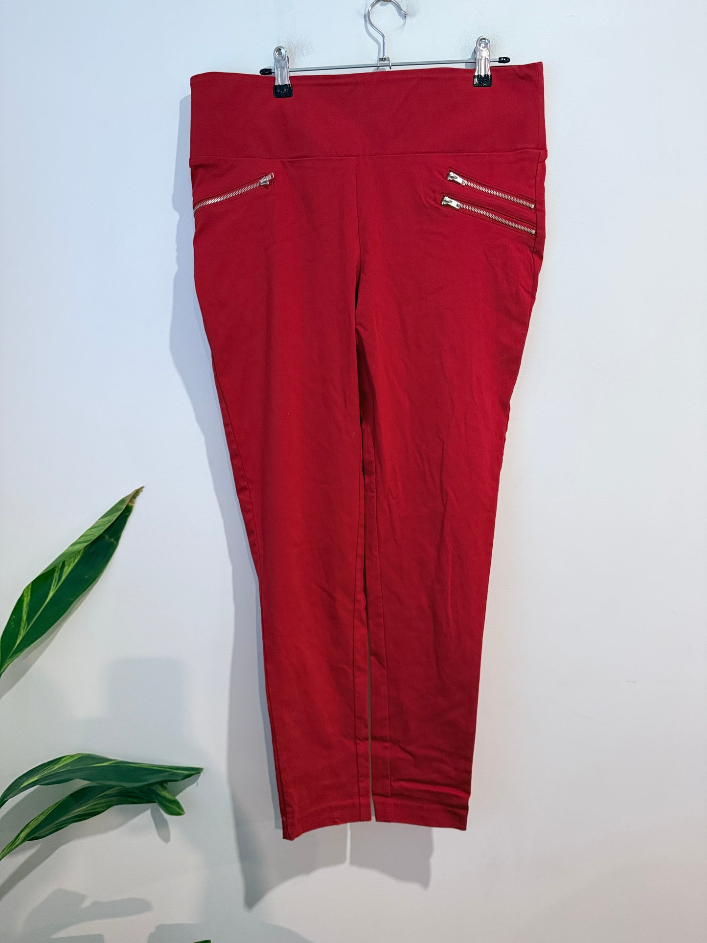 Crossroads Zip Pocket Ponte Pants - Red Size 16