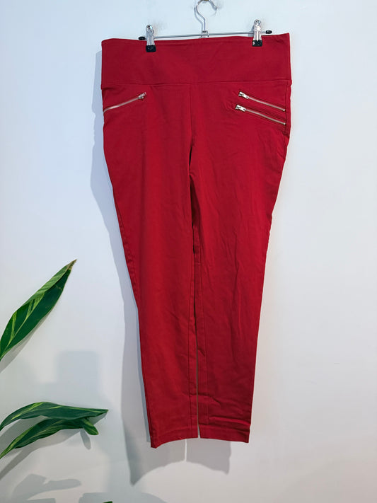Crossroads Zip Pocket Ponte Pants - Red Size 16