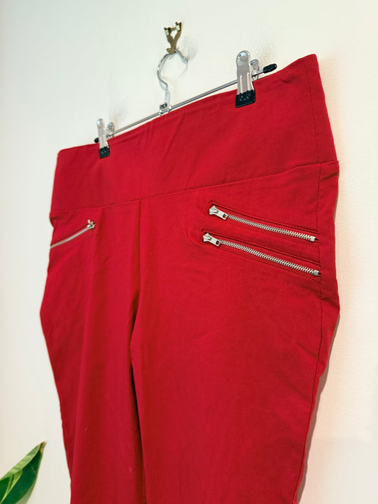 Crossroads Zip Pocket Ponte Pants - Red Size 16