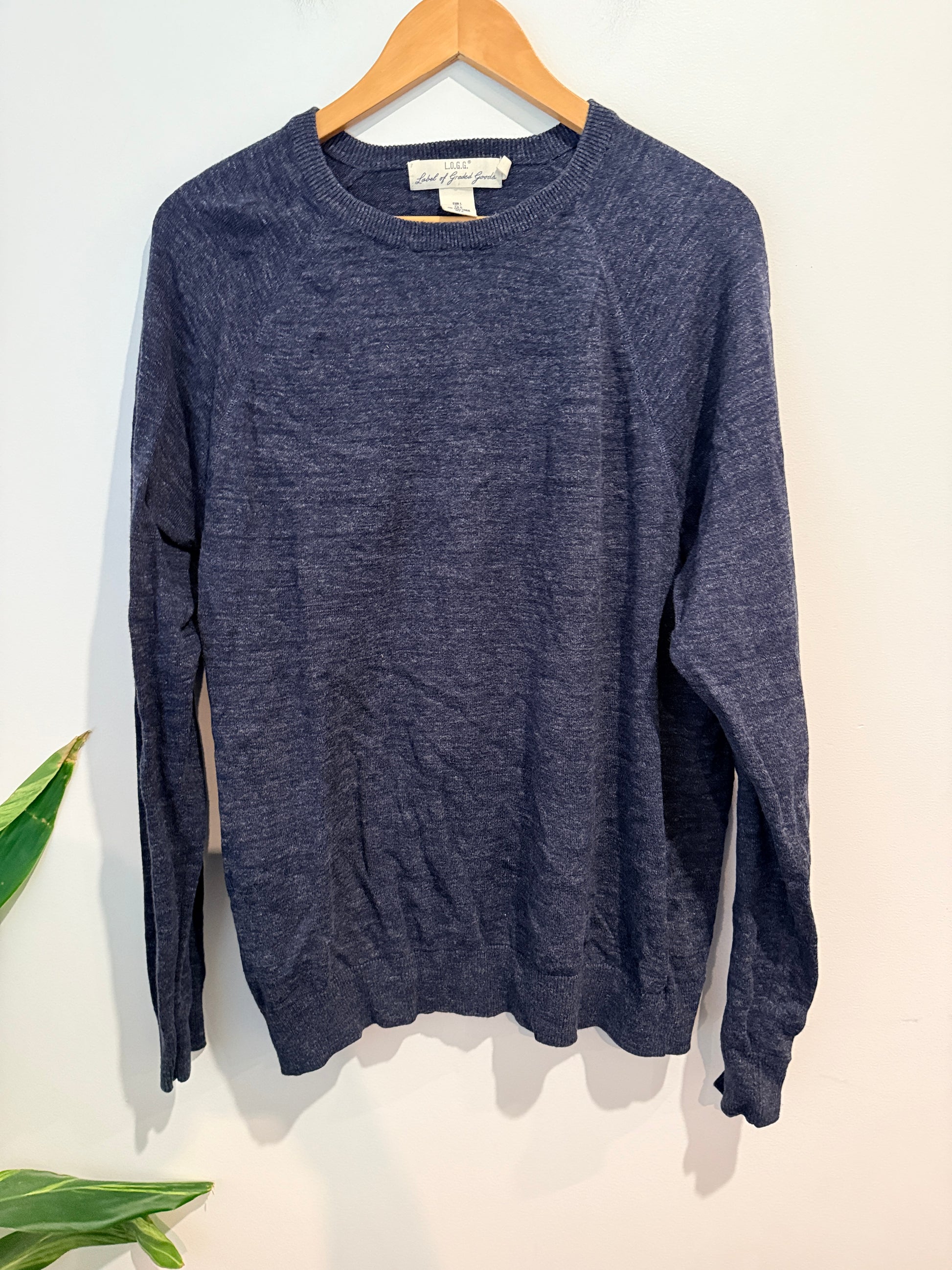 L.O.G.G. (Label Of Graded Goods) Crew Neck Sweater - Navy Size L (EUR L