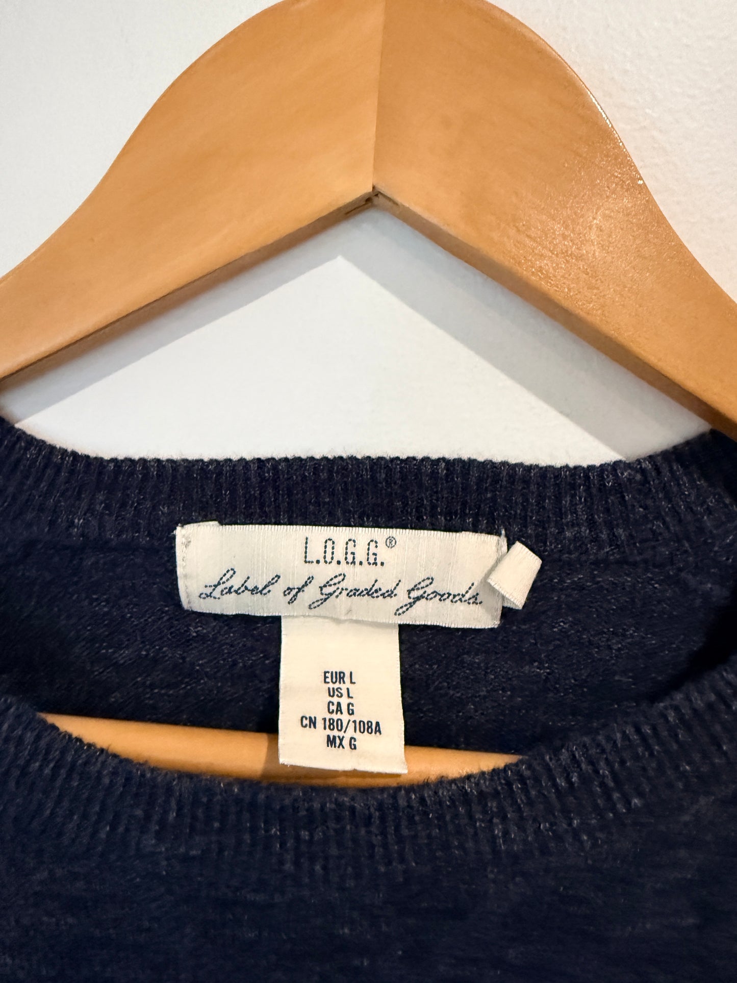 L.O.G.G. (Label Of Graded Goods) Crew Neck Sweater - Navy Size L (EUR L