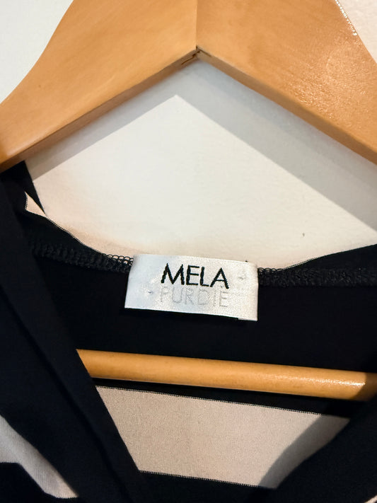 Mela Purdie Purdie Striped Hooded Button Top - Black/Oatmeal Size AUS 12