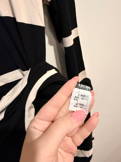 Mela Purdie Purdie Striped Hooded Button Top - Black/Oatmeal Size AUS 12