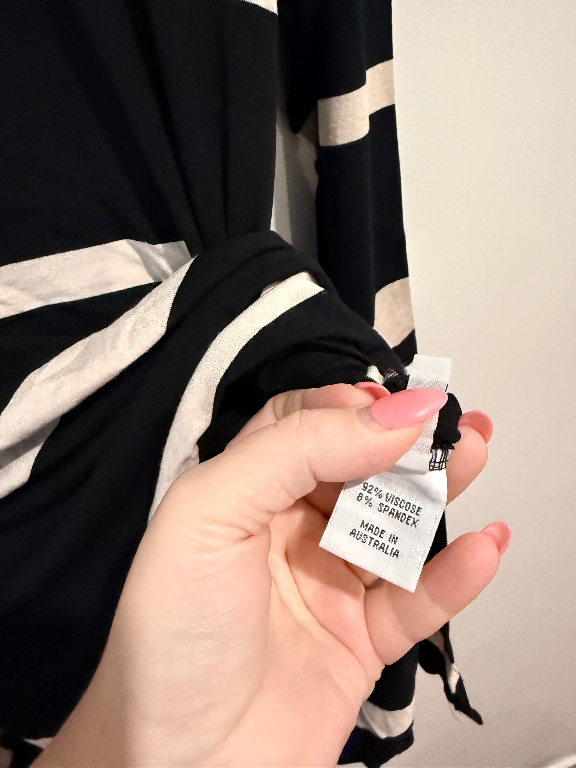 Mela Purdie Purdie Striped Hooded Button Top - Black/Oatmeal Size AUS 12