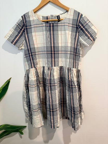 Huffer Checked Park Dress - Cream/Navy/Blush Plaid Size 10