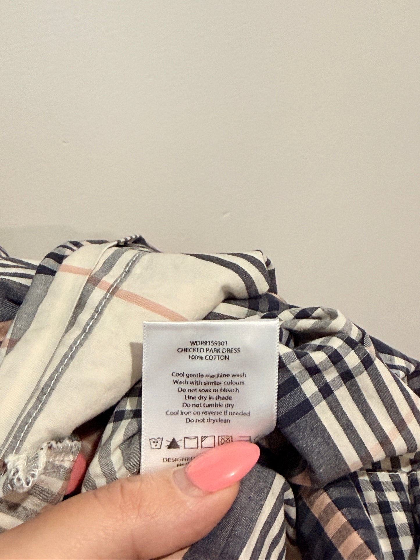 Huffer Checked Park Dress - Cream/Navy/Blush Plaid Size 10