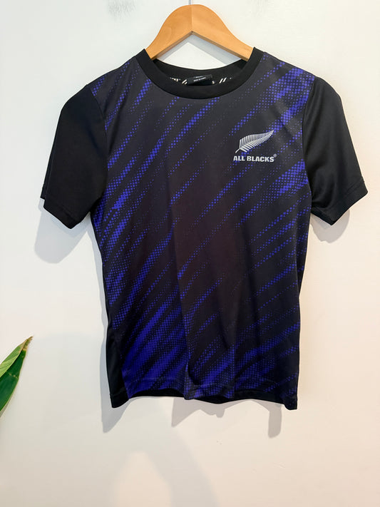 All Blacks Rugby Jersey Tee - Black/Blue Size 10 (Height 140cm/55 inches - Kids)