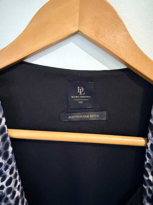 David Lawrence Spot Print Wrap Dress - Navy/Black Size XS